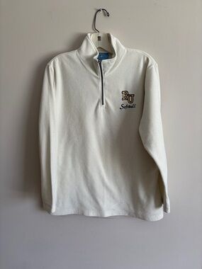 Charles River Apparel Cream Quarter-Zip Pullover with BU Softball Logo